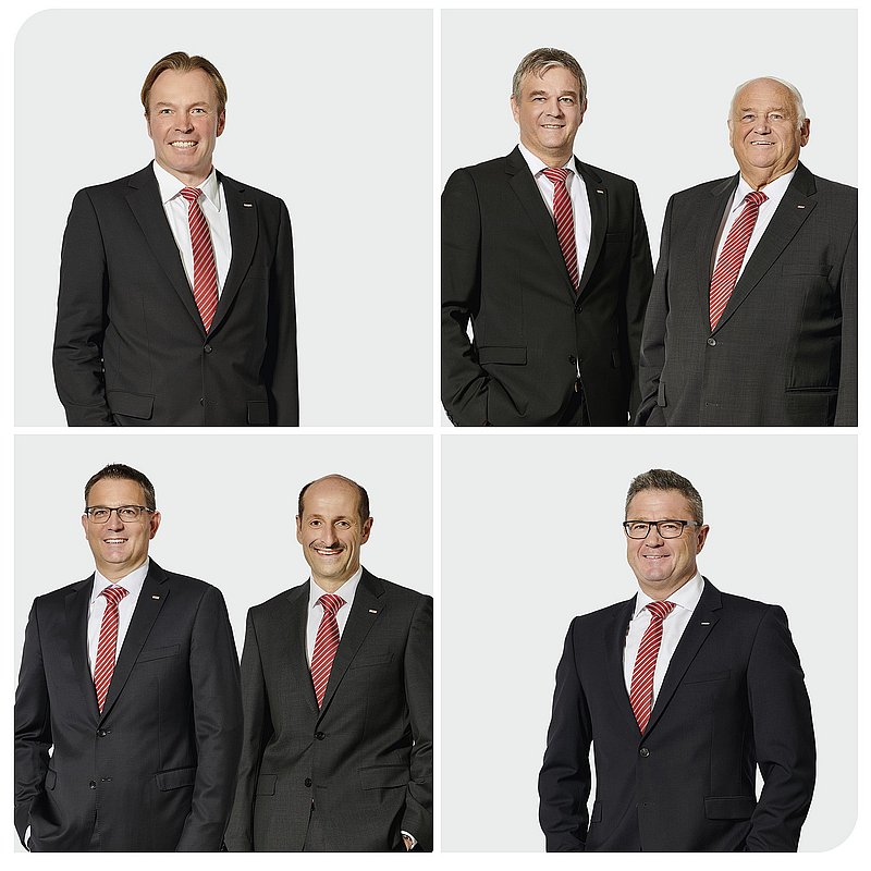 above from left to right: CFO Thomas Schreiner, Christian Zollner, Supervisory Board Chairman Manfred Zollner | below from left to right: Chairman Ludwig Zollner, Markus Aschenbrenner, Manfred Zollner jun.