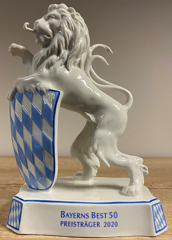 The Bavarian lion as a trophy for "Bavaria's Best 50